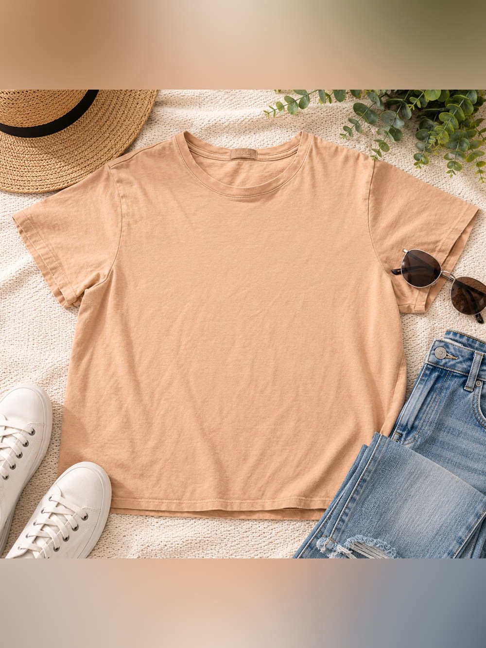nuuds Essential Crew Neck Tee Women’s XL Warm Taupe Tan 100% Cotton
